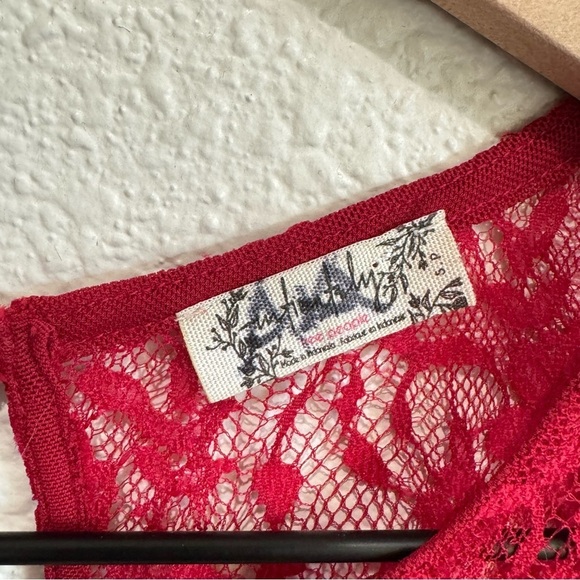 Intimately Free People Small Womens Lace Red Mini Dress Boho Wedding Holiday - Picture 3 of 7